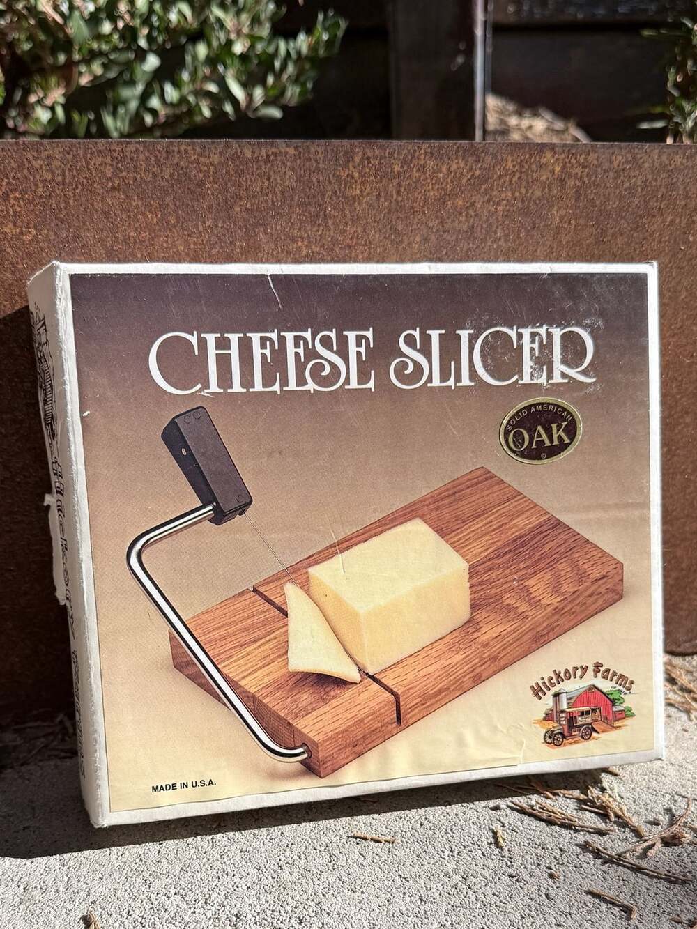 Hickory Farms Solid American Oak Cheese Slicer Model 106P with Box